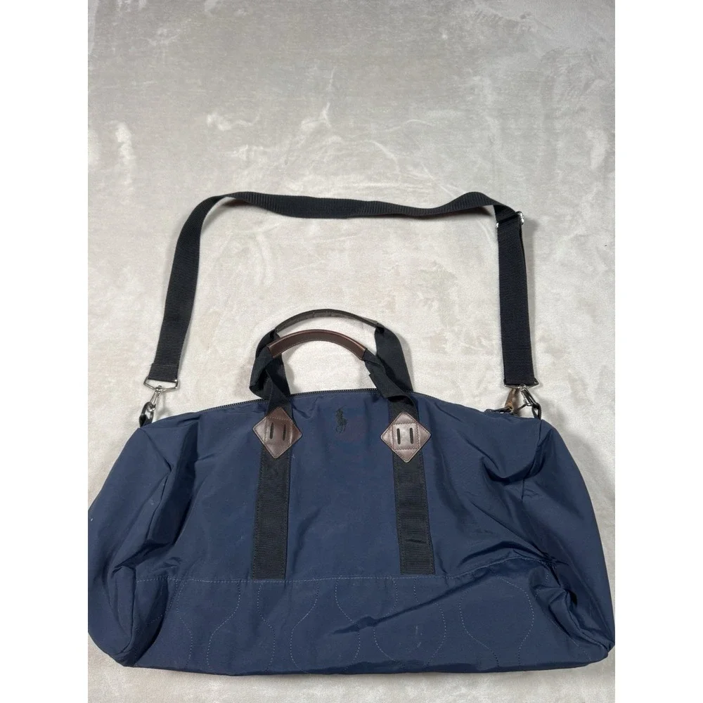 Polo Ralph Lauren Duffle Bag Navy Blue Nylon Weekender Summer Vacation Rare
